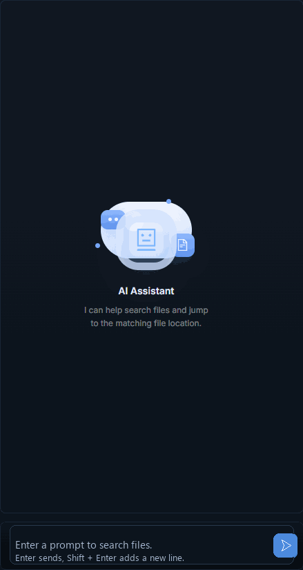 ProjectCenter+ AI assistant animated search demo